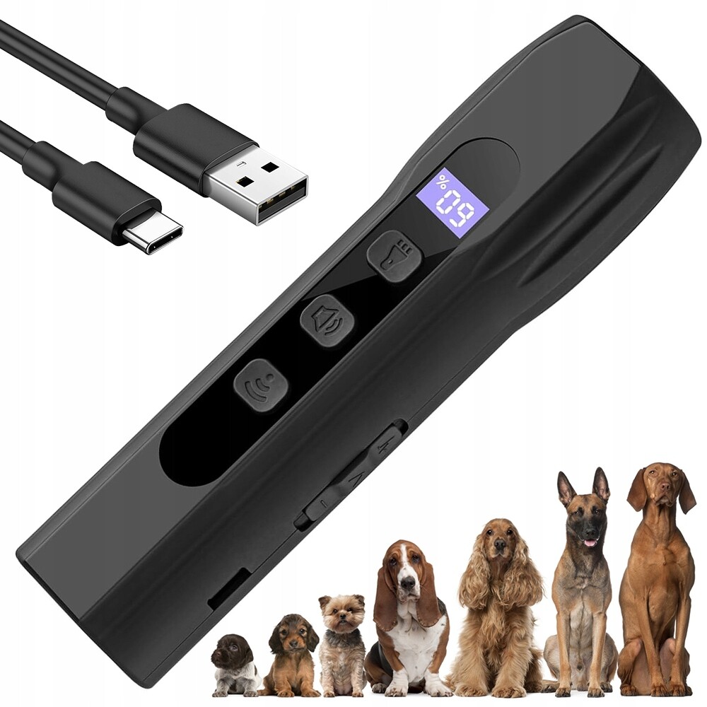 Přenosný Ultrazvukový Odpuzovač Psů 1200MAH, Černá Zahrada