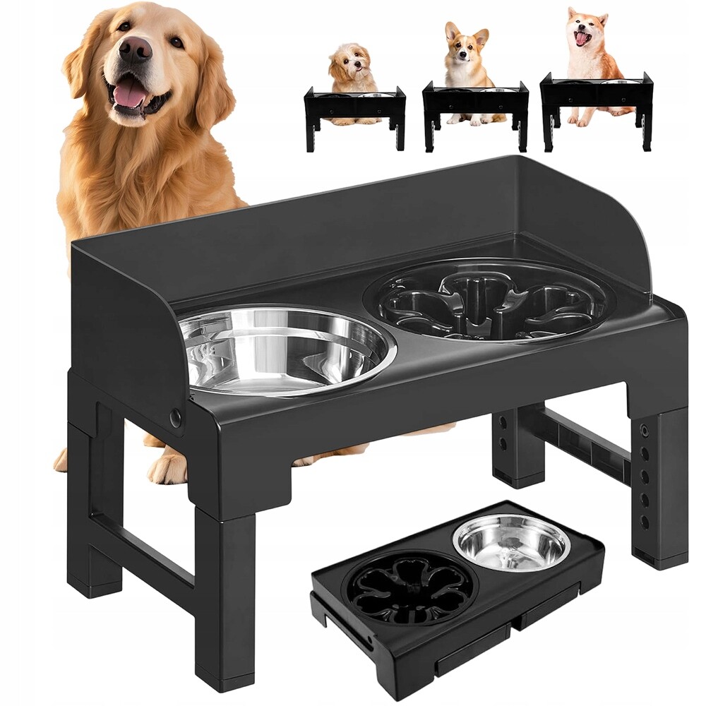 Regulovatelná Výška 28.5-36.5 CM, Krmící Stanice Se 2 Miskami Ocel