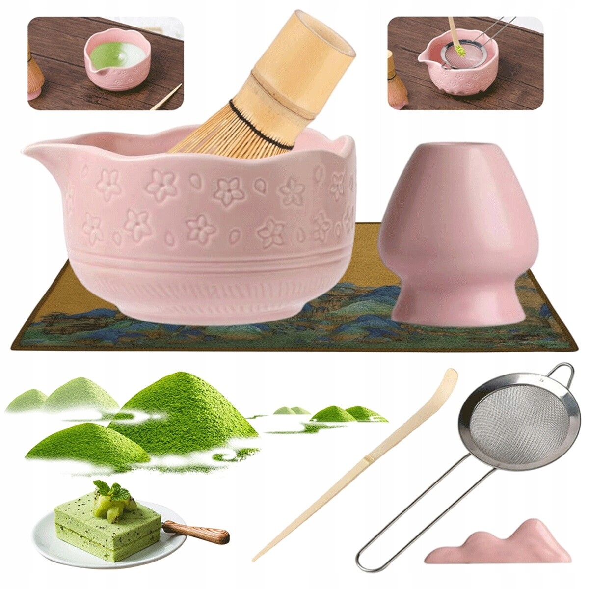 7v1 Sada Nářadí Matchy Japonská Matcha Bambusové Keramické Příslušenství