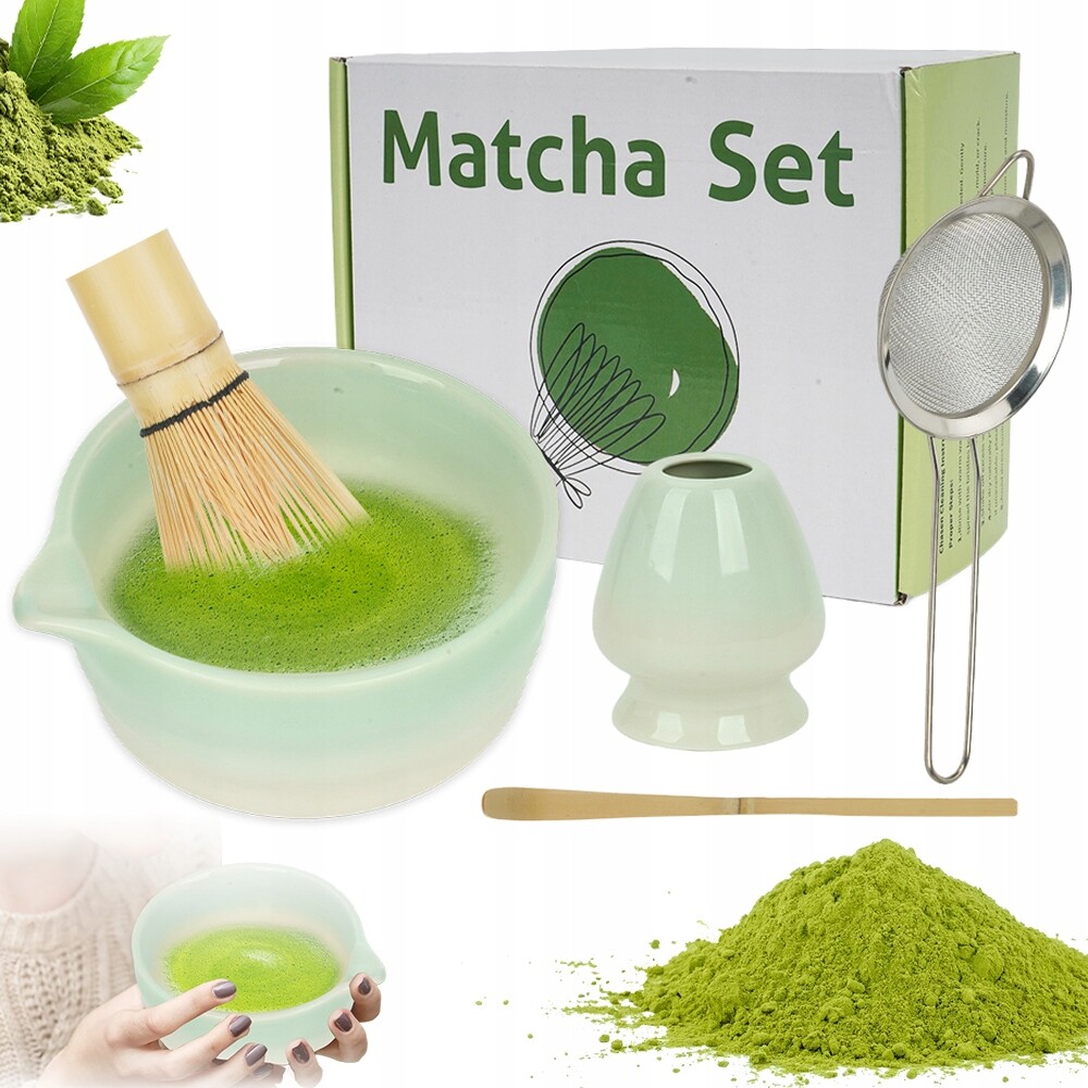 Sada Pro Matcha Sada 5 Kusů Keramická Bambusová Miska Whisk Dárek