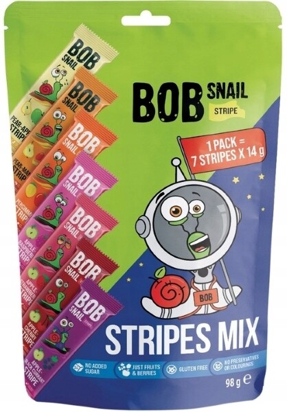 3x Bob Snail mix chutí Zdravé Svačinky proužky strips 100% ovoce 7 x 14 g