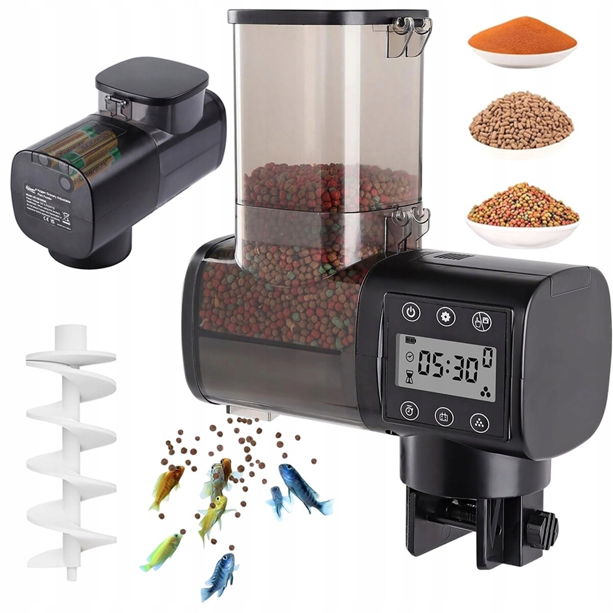 Smart Krmítko 500 ML S LCD Displejem, Automatické Pro Rybí Akvárium