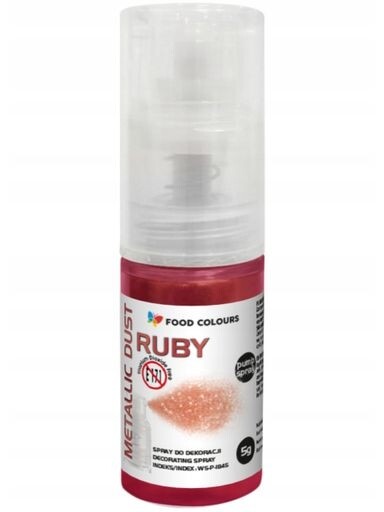 Food Colours Potravinářské barvivo kovové ve spreji rubín s brokátem