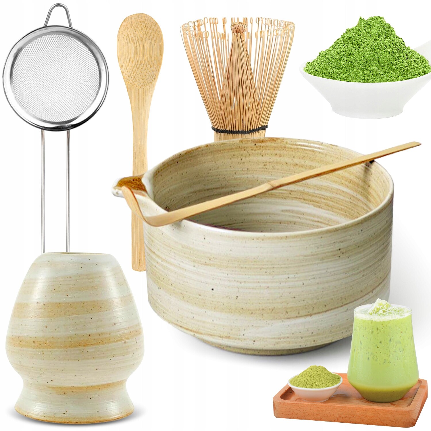 Sada Nádobí Na Čaj Matcha 6KS Bambus Příslušenství Pro Přípravu Čaje Matcha