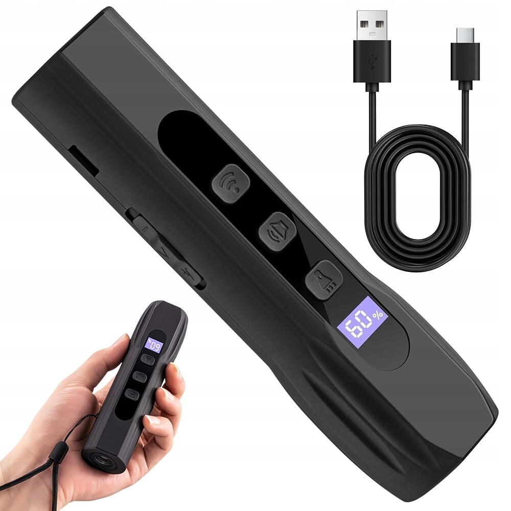 3 Režimy Ultrazvukový Odpuzovač Psů Černý Jedním Tlačítkem