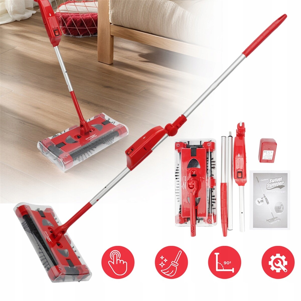 90° Nastavitelná Akumulátorová Metla S Jemnými Štětinami Na Kámen