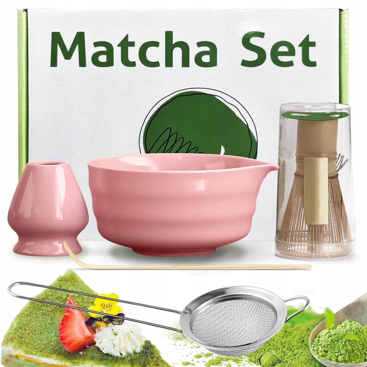 Startovací Sada Matcha 5 Prvků – Růžová Keramika, Snadno Se Čistí