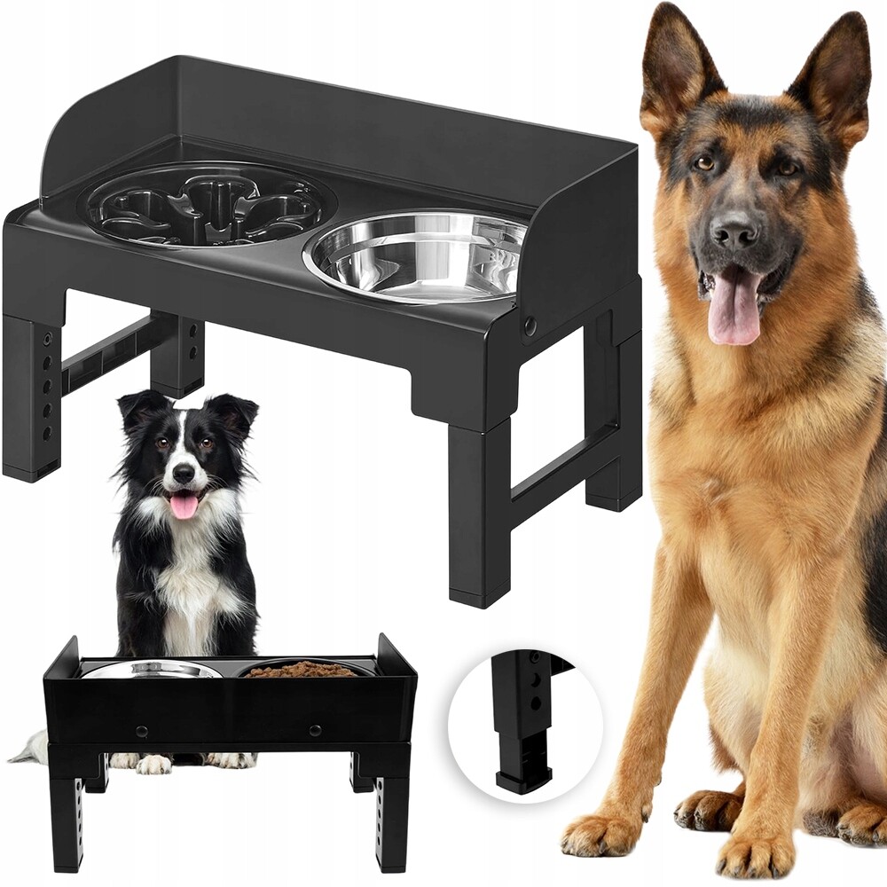 Krmící Stanice S Nastavitelnou Výškou 28.5-36.5 CM Nerezová Ocel