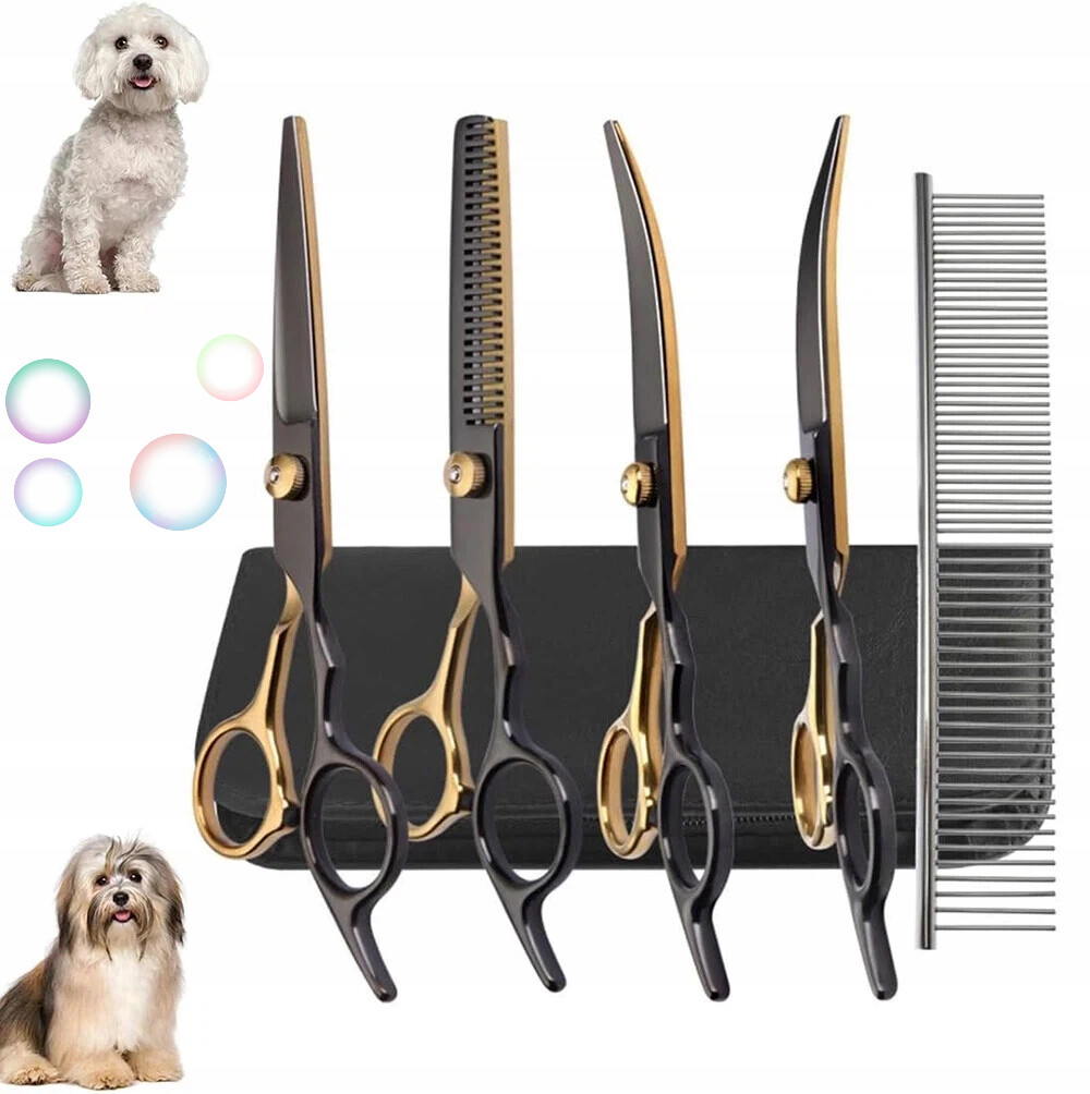 Sada Kadeřnických Groomerských Nůžek 4+1 Pro Stříhání Psa Kadeřník Psi