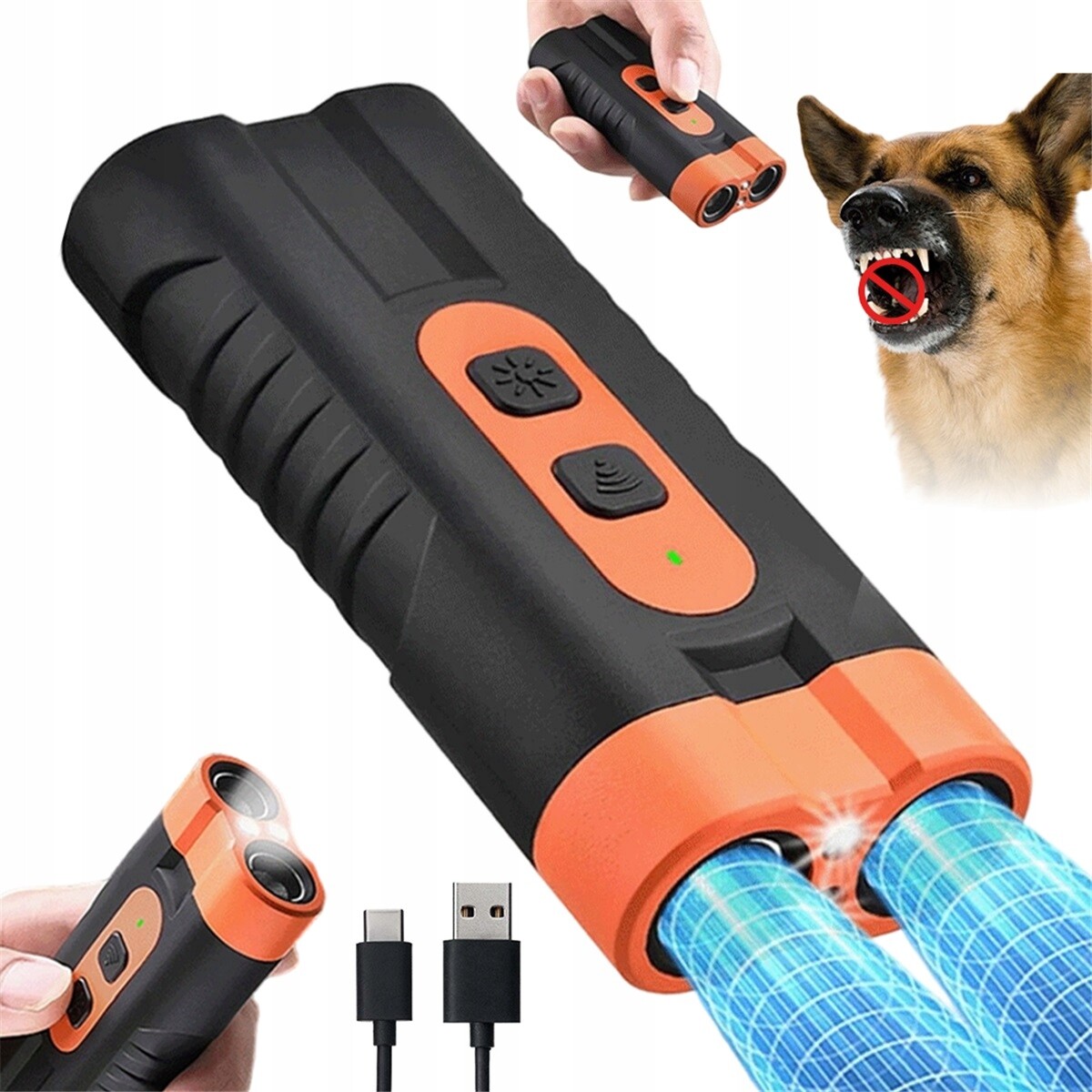 Ultrazvukový anti-štěkání Trenér 15-40 kHz s Led pro noční procházky