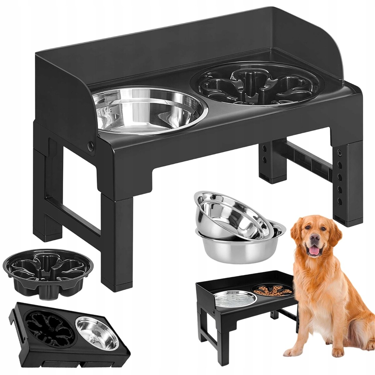 Nastavitelná Výška Krmné Stanice 28.5-36.5 CM S Protiskluzovými Nožičkami