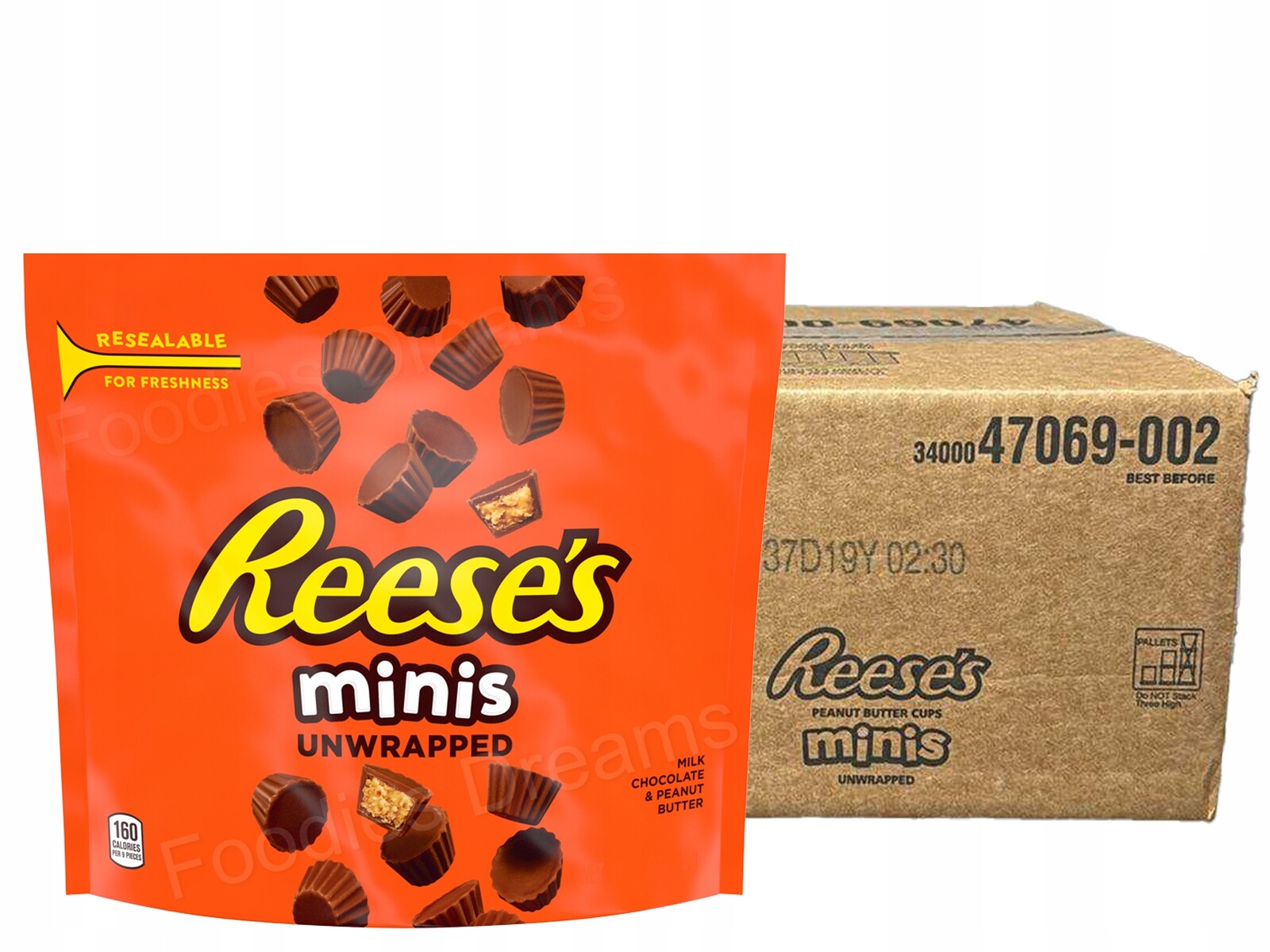 Karton Reese's Minis Unwrapped 90g 30 ks Mini Bábovky Arašídové máslo Usa