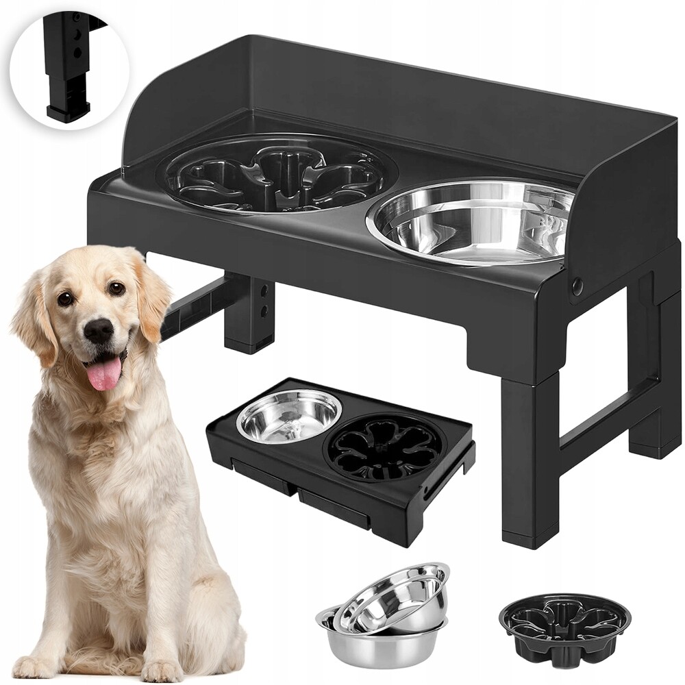 Výškově Nastavitelná Krmící Stanice Se 3 Miskami Z Nerezová Ocel 304