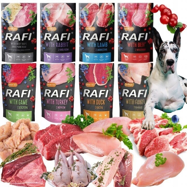 Vlhké Krmivo Dolina Noteci Rafi Adult Bez Obilovin Sáček MIX Chutí 24 x 500G