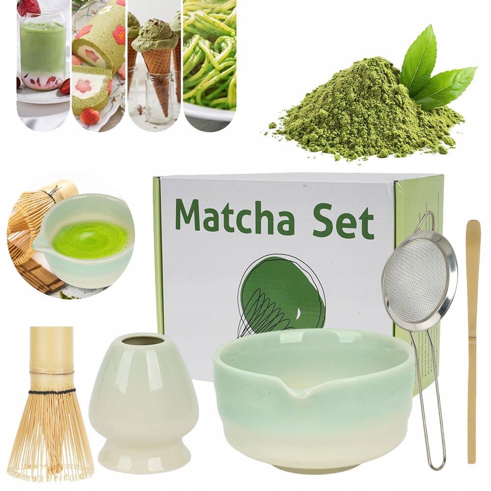 Sada Na Matchu 5KS Keramická Gradientní Zelená Bambusová Metlička