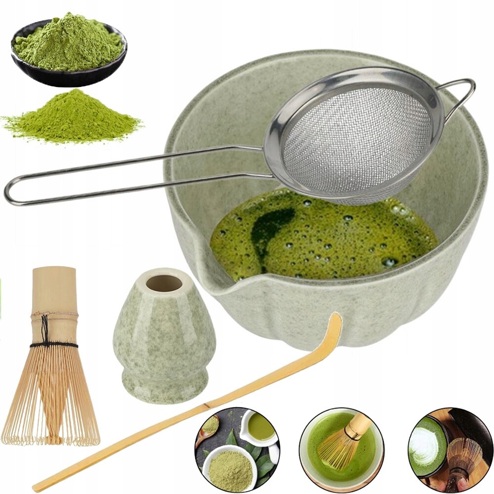 Sada Na Matchu Premium 5KS Keramická Miska Bambusová Šlehací Metla