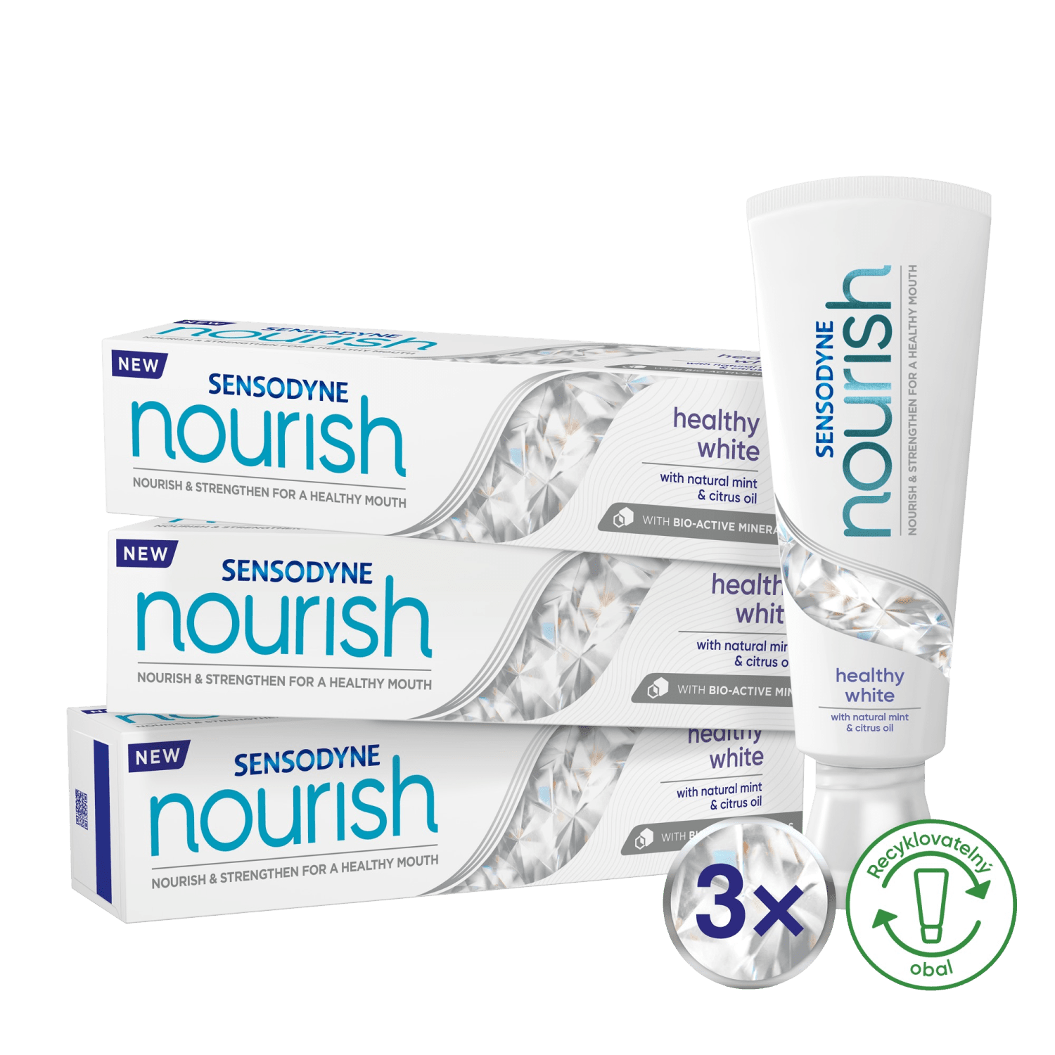SENSODYNE Zubní pasta Nourish Gently Soothing Whitening 3 x 75 ml