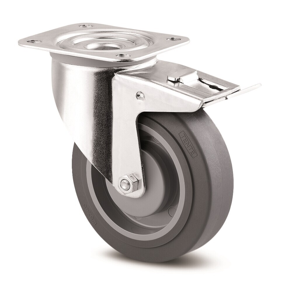 Feba Neznačkující kolo 125 mm,otočné s brzdou,šedá supratech.. 2080