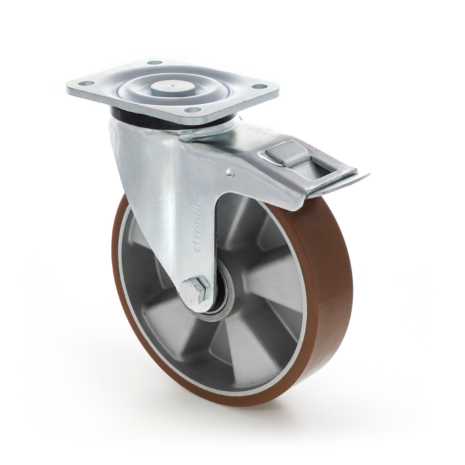 Strongo Kolečko s polyuretanovým běhounem 250 mm, otočné s brzdou 5023