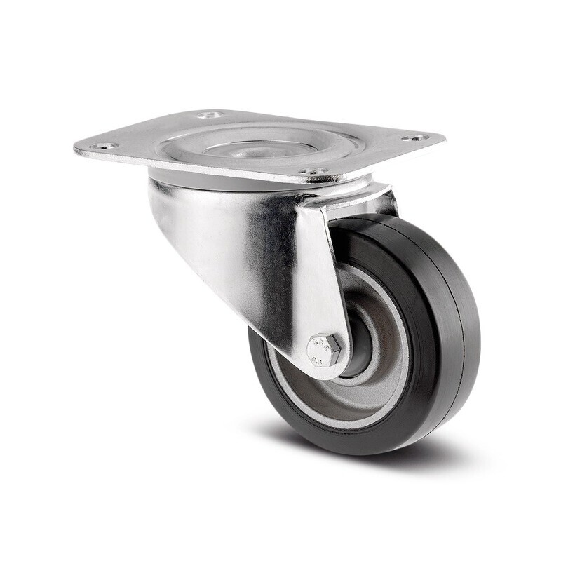 Tente Hliníkové kolečko s černou gumovou obručí 100 mm, otočné 1736