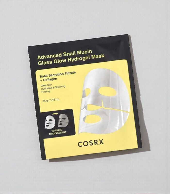 COSRX - Advanced Snail Mucin Glass Glow Hydrogel Mask - Hydratační hydrogelová maska s mucinem 1ks/34g