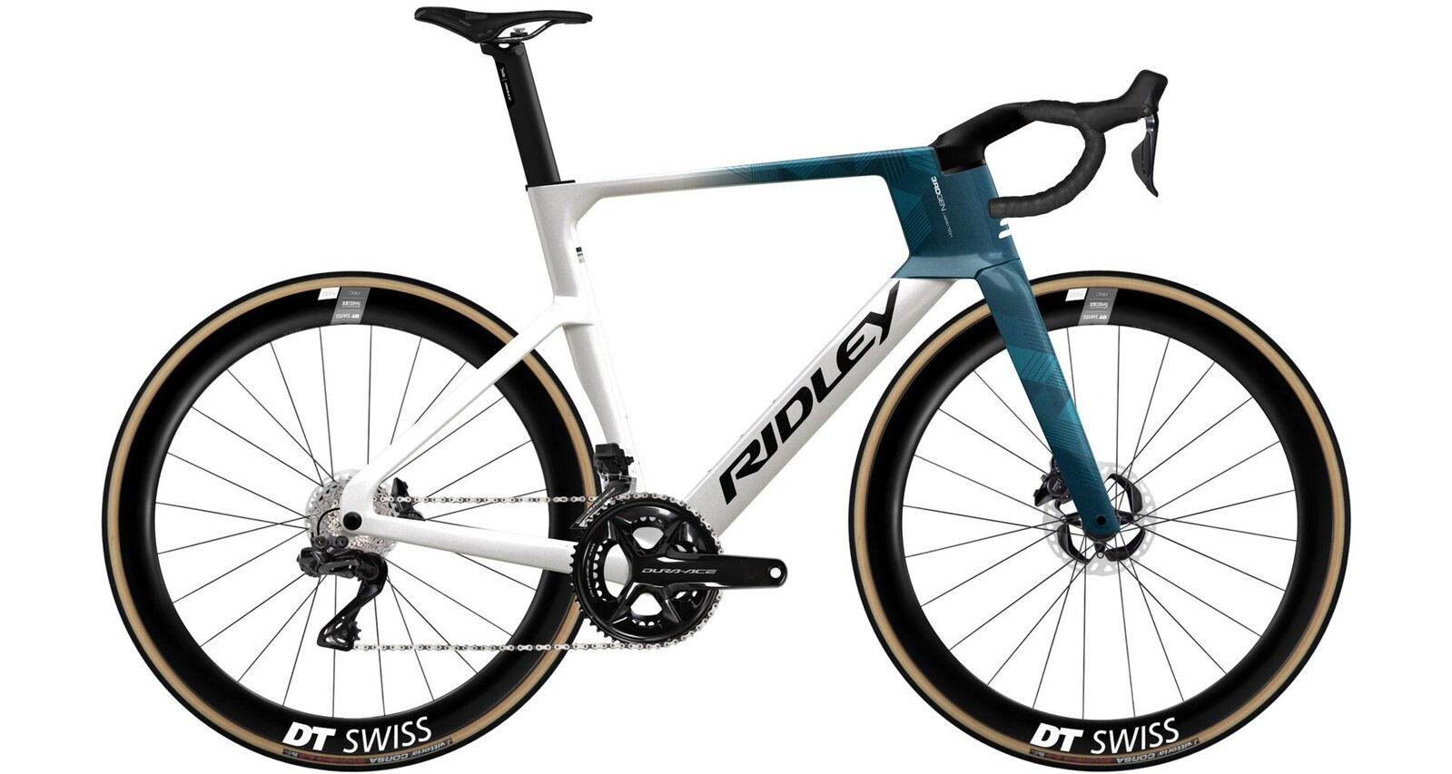 Ridley Noah Fast Shimano Ultegra Di2 - White / Black / Petrol Blue Metallic Velikost: XXS