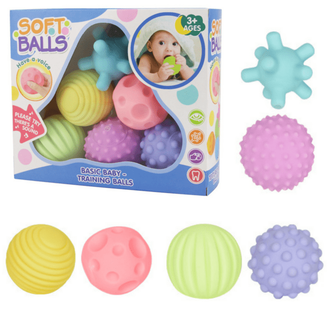 1 103 Senzorické míčky pro děti, vzdělávací, měkké, barevné, 6 ks