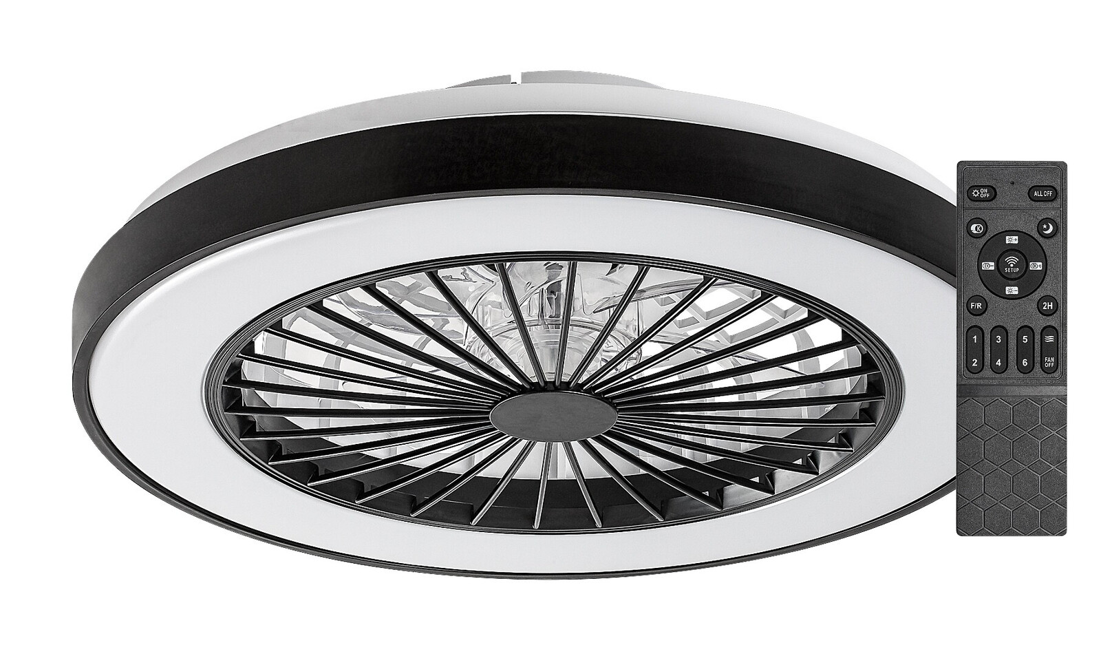 Rabalux SMART WIFI Černé stropní LED svítidlo s ventilátorem Dalfon2 480mm 40W RGB+CCT s DO 71336