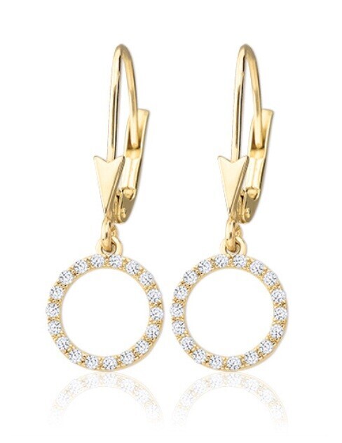 Soliter Visací zlaté náušnice s čirými zirkony 239 001 01331 00