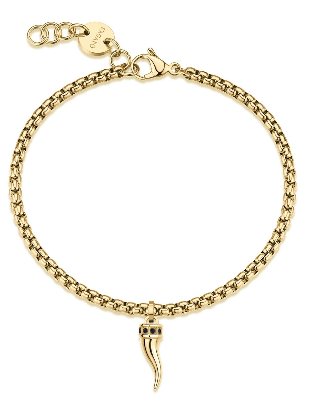 S'Agapõ Pánský pozlacený náramek se zirkony Cornicello Rogue SRG42