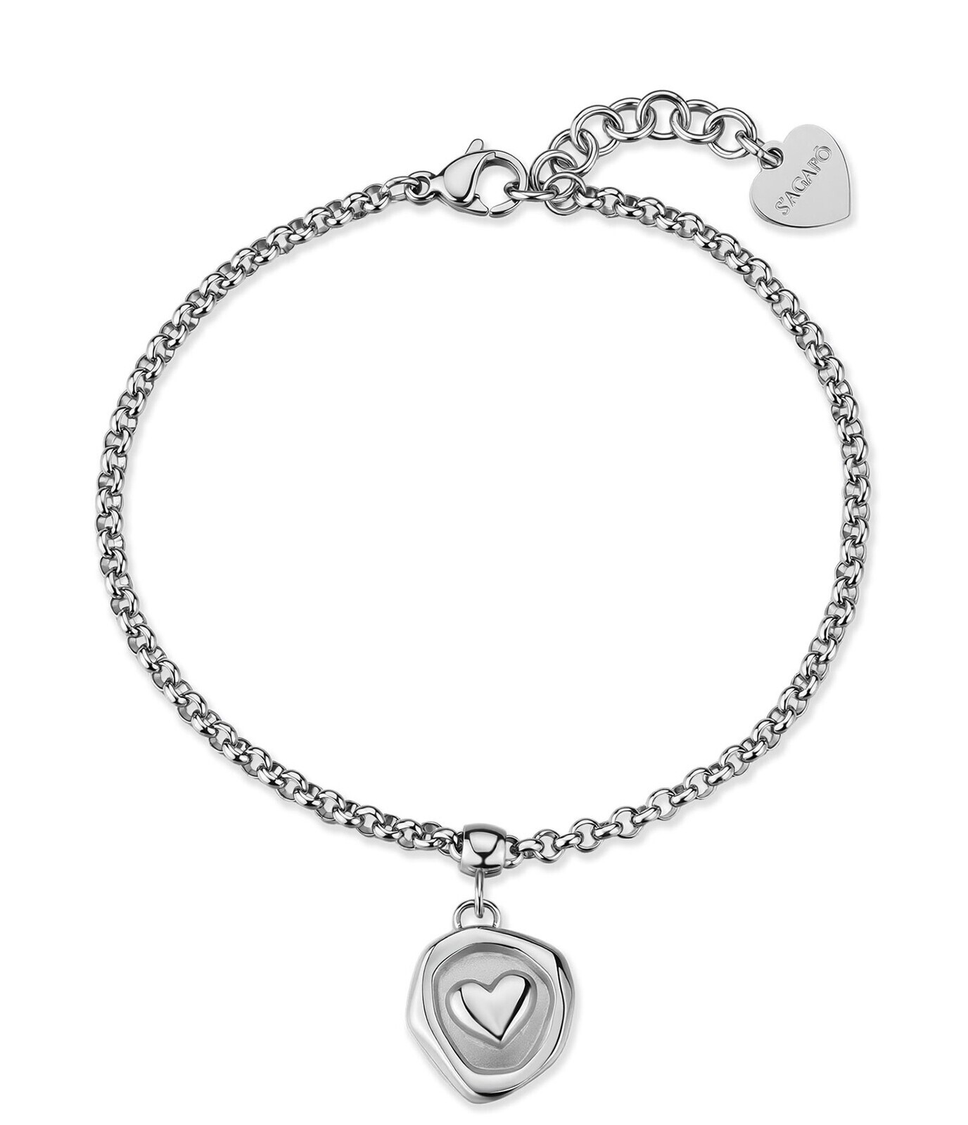 S'Agapõ Romantický ocelový náramek se srdíčkem Rolo Feelings SFE44