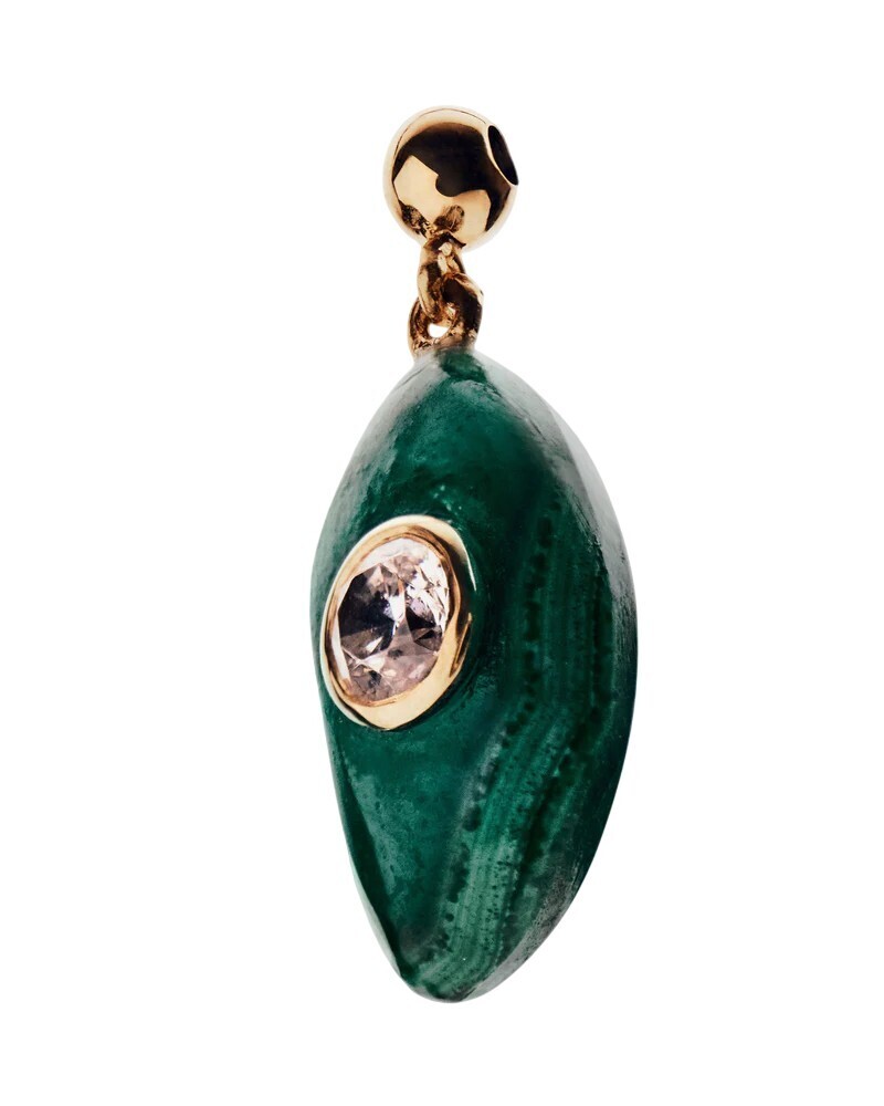 PDPAOLA Pozlacený přívěsek s malachitem a zirkonem CH01-251-U