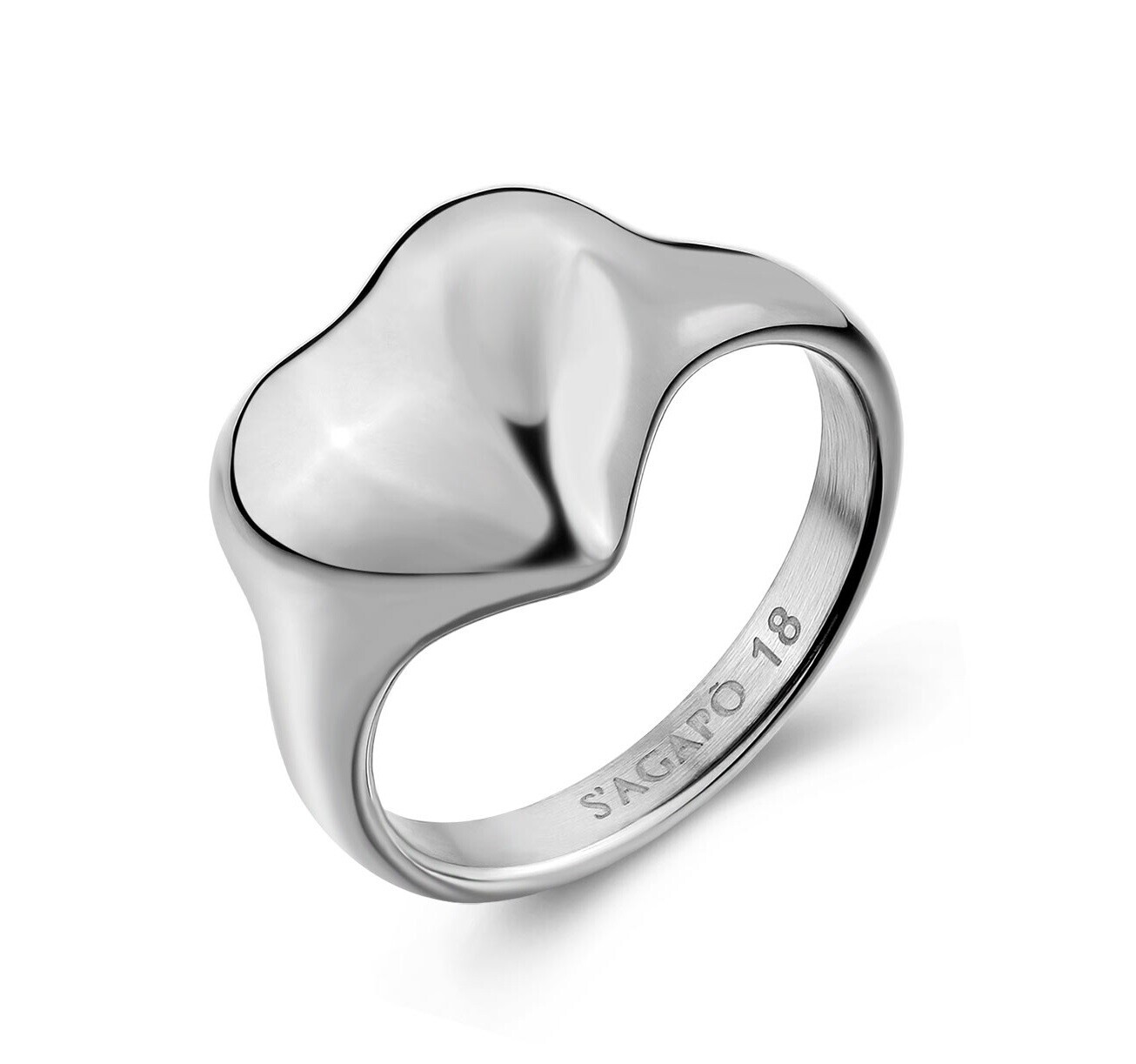 S'Agapõ Dámský ocelový prsten se srdíčkem Stellar SSE64 56 mm