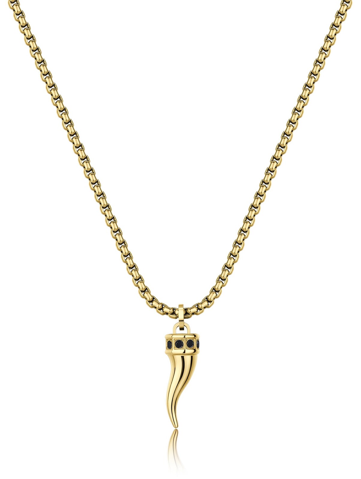 S'Agapõ Pánský ocelový náhrdelník se zirkony Cornicello Rogue SRG39