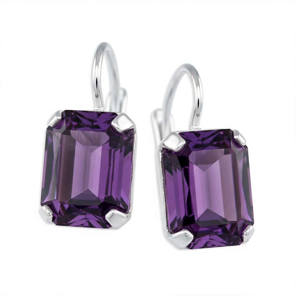 Soliter Třpytivé náušnice s fialovým krystalem 438 001 01771 0400330