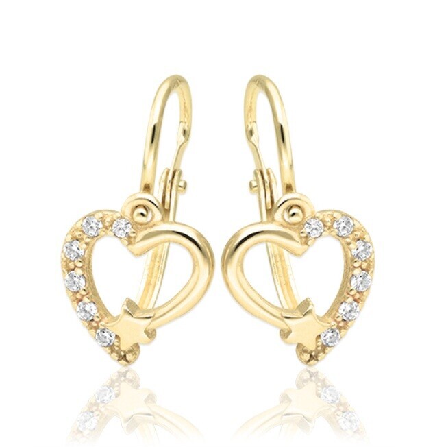 Soliter Dětské zlaté náušnice Srdíčko se zirkony 239 001 01340 00