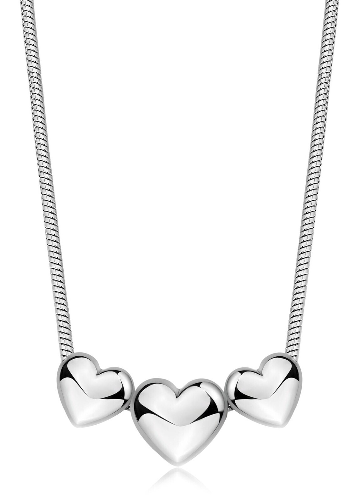 S'Agapõ Romantický ocelový náhrdelník se srdíčky Stellar SSE57