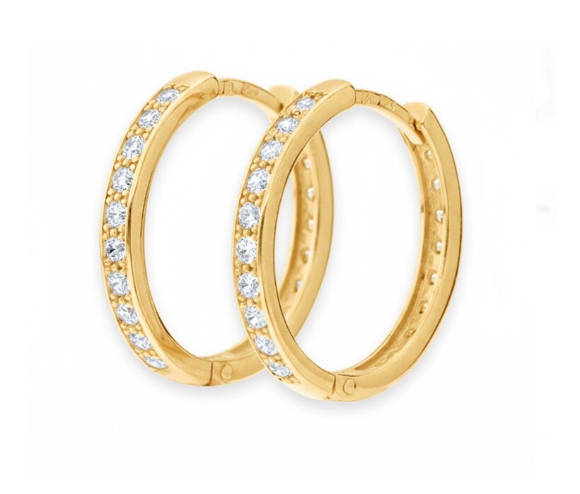 Soliter Kruhové náušnice ze žlutého zlata se zirkony 239 001 01324 00