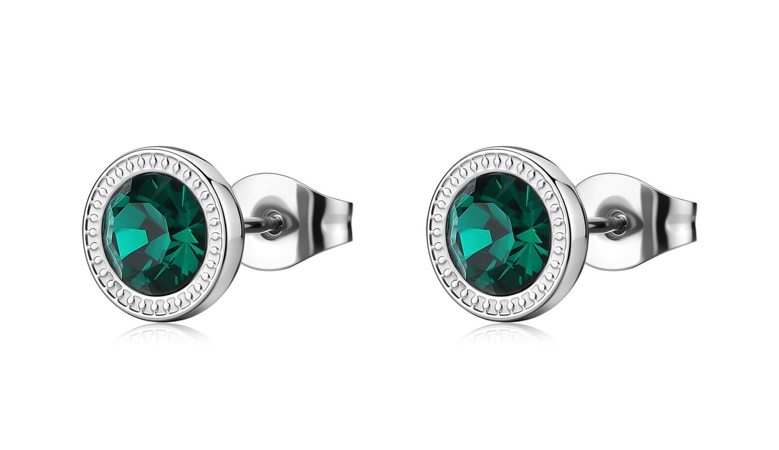 S'Agapõ Ocelové pecky se zeleným krystalem Lucky Light SKT64