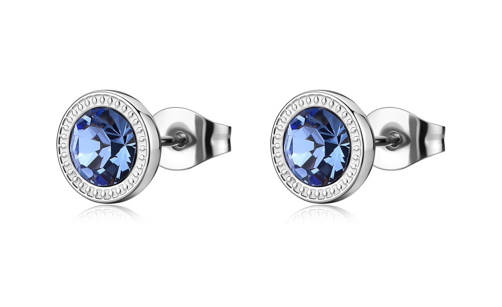 S'Agapõ Ocelové pecky se světle modrým krystalem Lucky Light SKT66