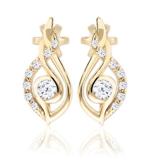 Soliter Visací náušnice ze žlutého zlata se zirkony 239 001 01338 00