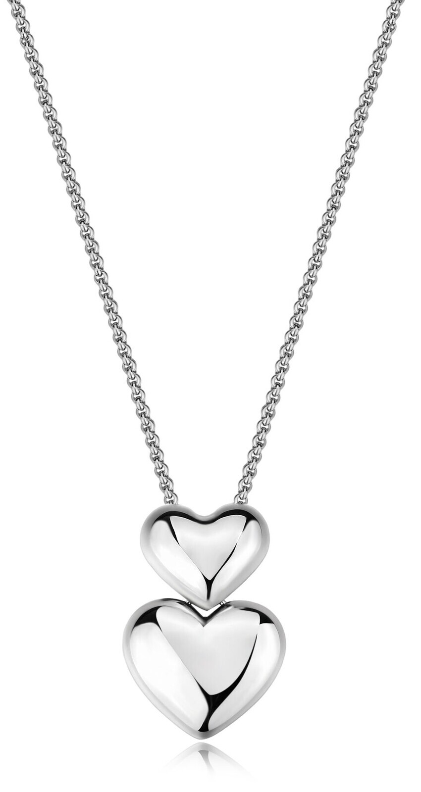 S'Agapõ Dámský ocelový náhrdelník Dvojité srdce Stellar SSE55