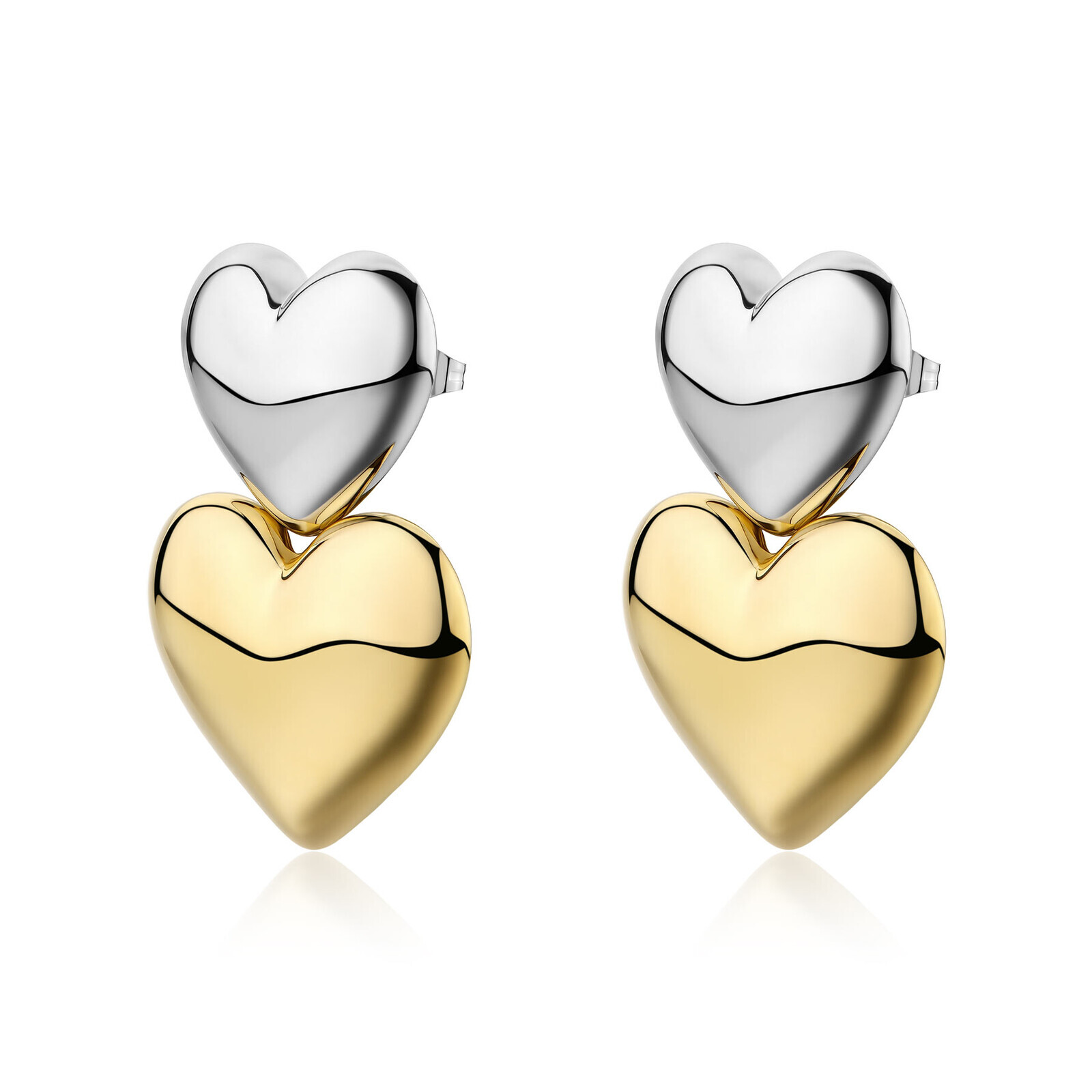 S'Agapõ Srdíčkové bicolor náušnice z oceli Stellar SSE63