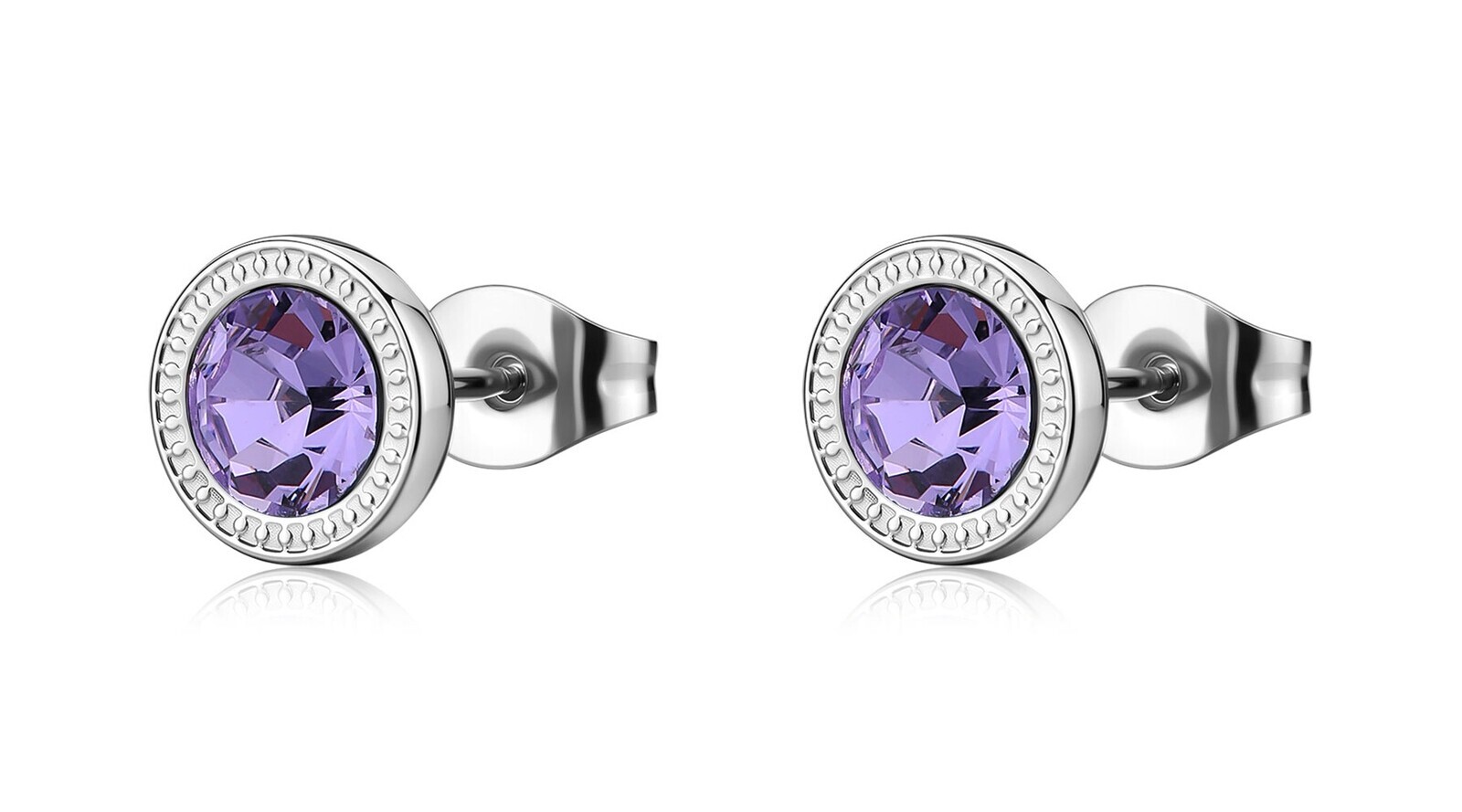 S'Agapõ Ocelové pecky s fialovým krystalem Lucky Light SKT68