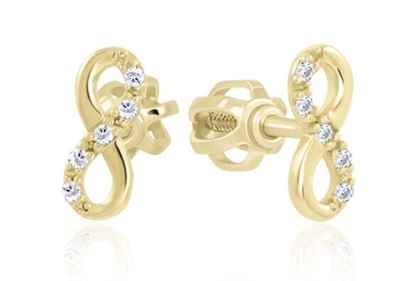 Soliter Zlaté peckové náušnice Nekonečno se zirkony 239 001 01226 00