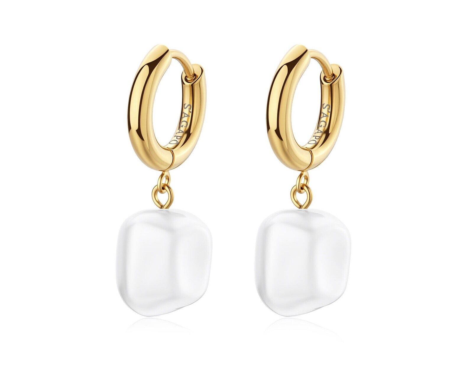 S'Agapõ Visací pozlacené náušnice s perlou Shell Wisdom SWI50