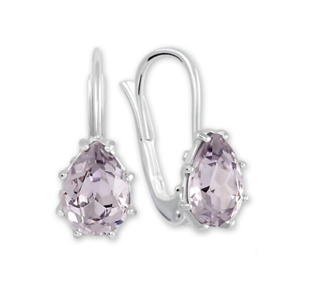 Soliter Stříbrné náušnice s růžovým krystalem Kapka 438 001 01778 0400440