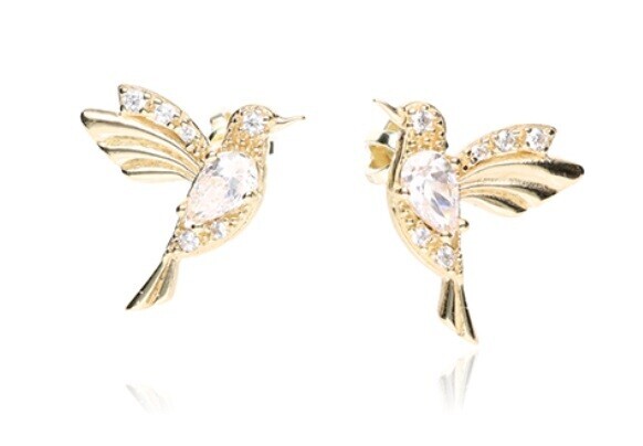 Soliter Zlaté náušnice Kolibřík se zirkony 239 001 01311 00