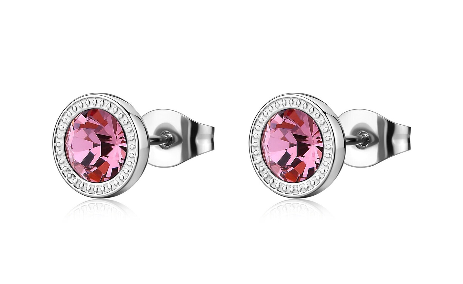 S'Agapõ Ocelové pecky s růžovým krystalem Lucky Light SKT70