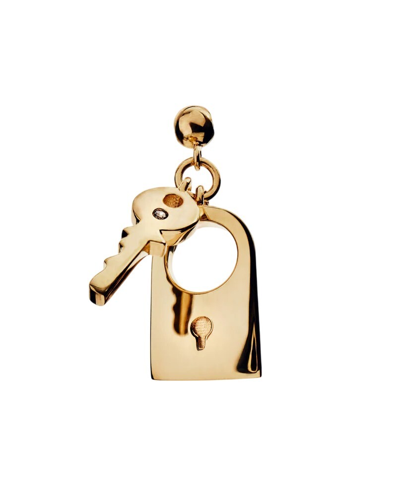 PDPAOLA Pozlacený přívěsek se zirkonem Zámek a klíč CH01-294-U